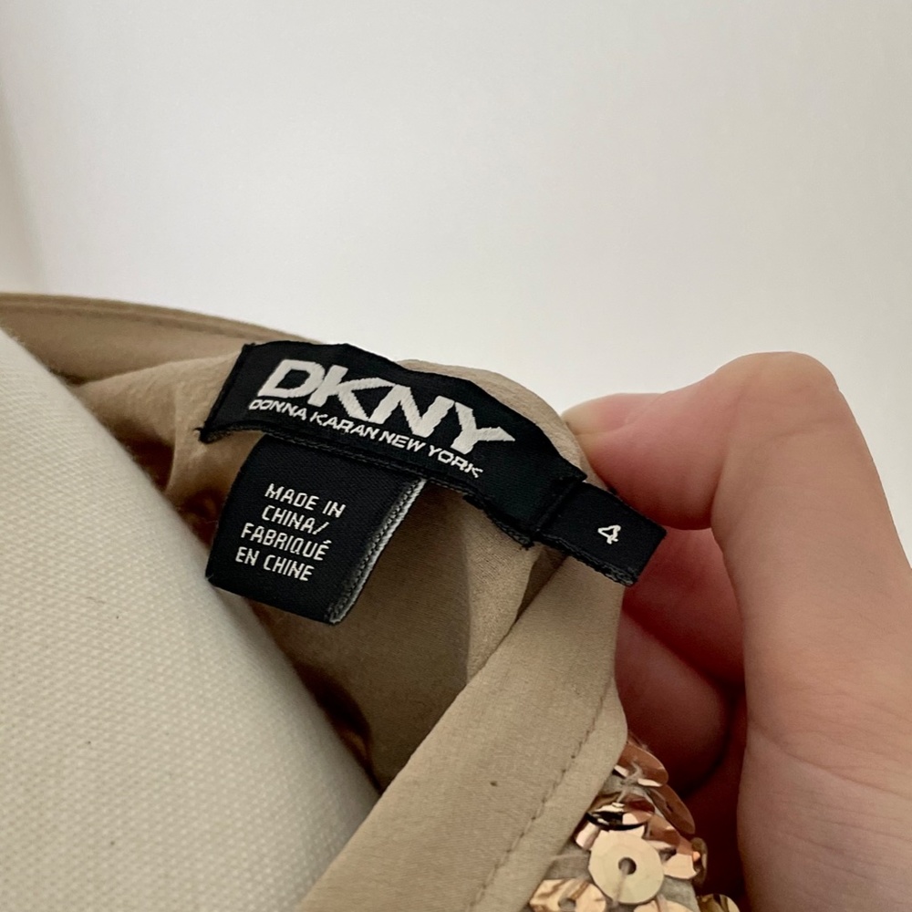 DKNY Sequined Gold Mini Dress Size 4 - Picture 2 of 2